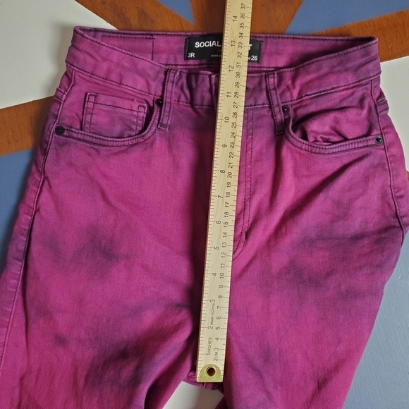 Social Tourist Jeans Womens 26 High Rise Flare Leg Pink Purple Tie Dye - Picture 5 of 12